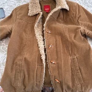 Esprit Tan Quilted Jacket with Faux Fur Trim